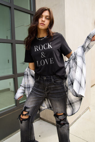 ROCK and LOVE Full Size Short Sleeve T Shirt