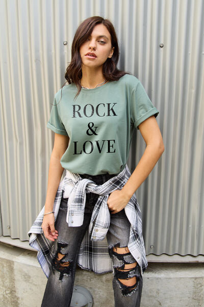 ROCK and LOVE Full Size Short Sleeve T Shirt