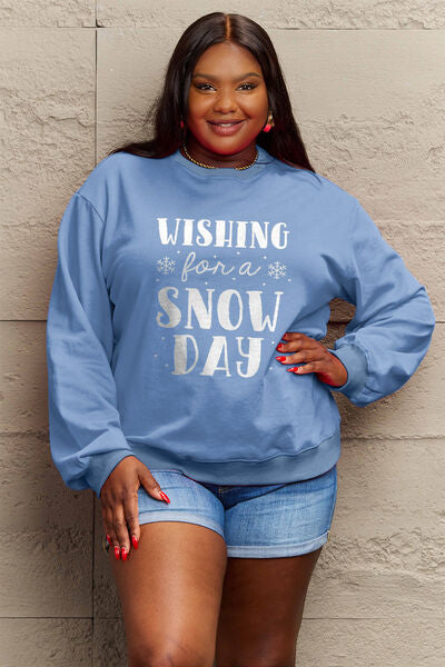 WISHING FOR A SNOW DAY Round Neck Sweatshirt