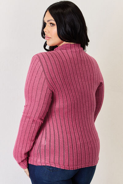 Basic Bae Full Size Ribbed Mock Neck Long Sleeve T Shirt