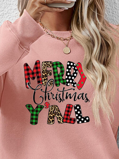 Long Sleeve Letter Graphic Round Neck Sweatshirt