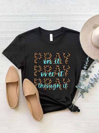 Letter Graphic Round Neck Short Sleeve T Shirt