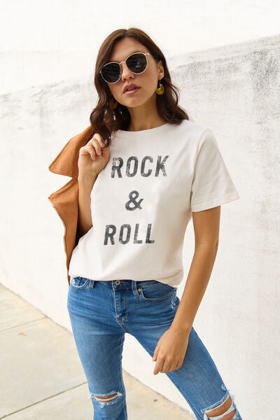 Full Size ROCK and ROLL Short Sleeve T Shirt