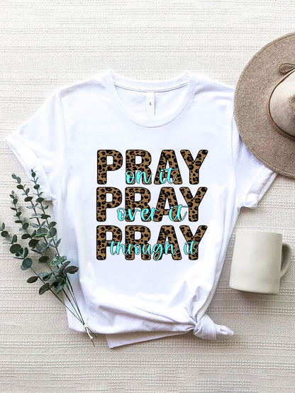 Letter Graphic Round Neck Short Sleeve T Shirt